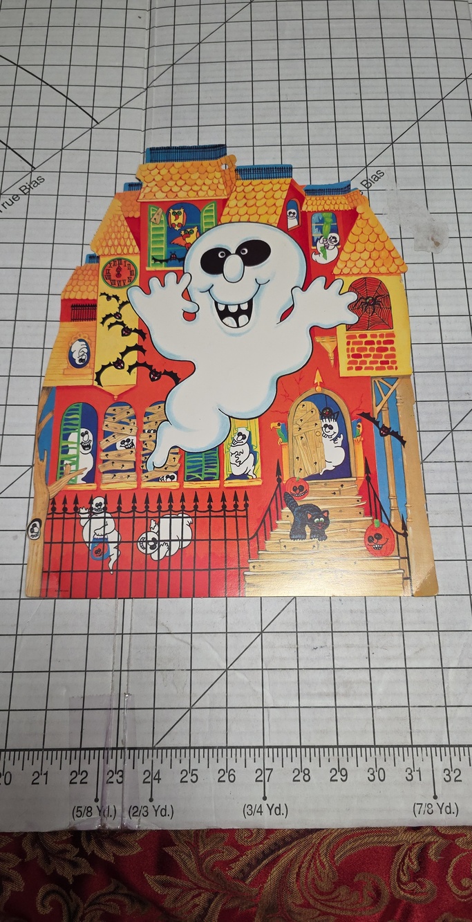 Haunted House W Ghost Die-Cut, Eureka VTG 12"W X 16"T Double-Sided